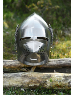 Hundedolfschnauzhelm des 14. Jahrhunderts, Stahl 2 mm.