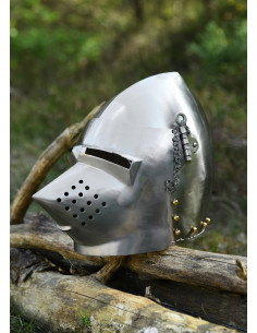 Hundedolfschnauzhelm des 14. Jahrhunderts, Stahl 2 mm. 2