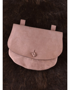 Bolso de piel con trabillas para cinturón, forma curva