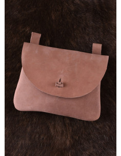 Bolso de piel con trabillas para cinturón, forma cuadrada
