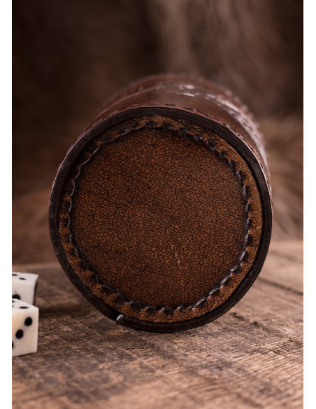 Vaso para dados de cuero negro,...