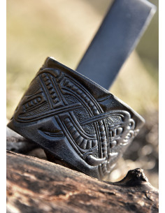 Tahalí til hornedesign med relief-dragon, sort