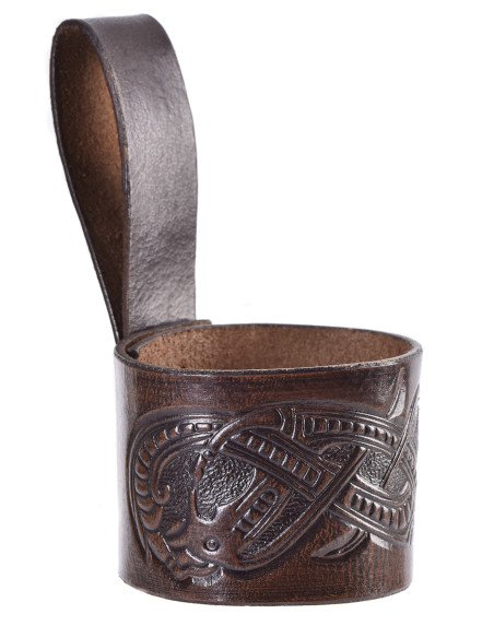 Tahalí til hornedesign med relieff, brun