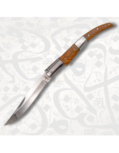 Navaja árabe de carraca serie Seda Ámbar, mango olivo
