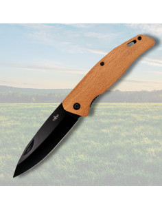 Navaja de campo Third, mango madera arce (hoja negra)