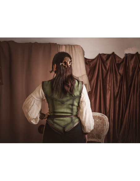 Medieval kort grøn læderjakke til...