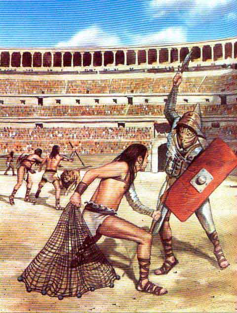 reciarios - Tipos de gladiadores y sus armas