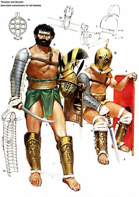 tracio2 - Tipi di gladiatori e armi