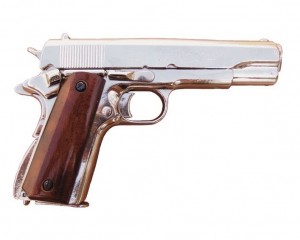 Colt 45 automático niquelado Government1911 300x240 - Pistole e armi da fuoco del XX secolo