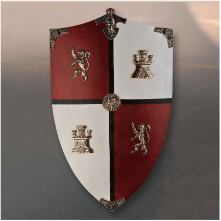 Escudo medieval del Cid Campeador en madera decorada 433x433 custom - Torce medievali in ferro battuto