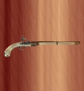Pistola antigua cañón largo y terminación tipo marfil 277x300 - Pistolas de Pedernal