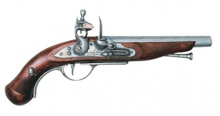 Pistola pirata francesa pedernal, siglo XVIII