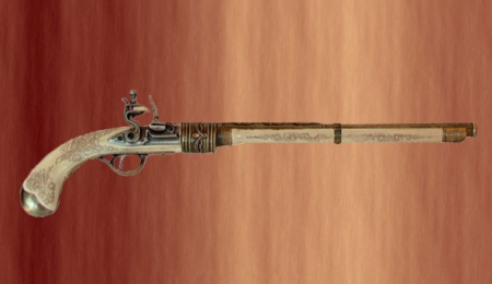 RÉPLICA DECORATIVA PISTOLA ANTIGUA CAÑÓN LARGO Y TERMINACIÓN TIPO MARFIL 450x260 custom - Historia de la pistola medieval