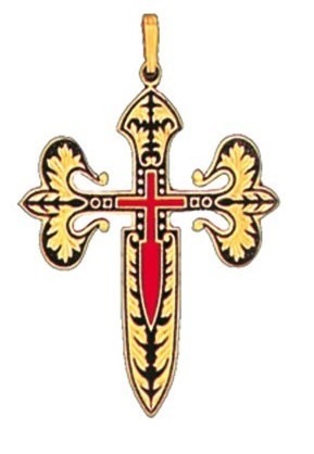 Colgante cruz damasquinada de Santiago - Bisutería y accesorios medievales