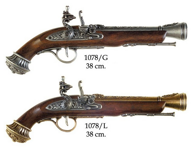 Pistola de percusión siglo XVIII - Balas antiguas decorativas