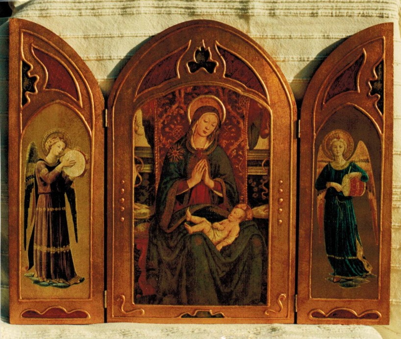 Tríptico con Virgen y niño en brazos (56x44,5 cms.) Tríptico con Virgen y niño en brazos (56x44,5 cms.) 
