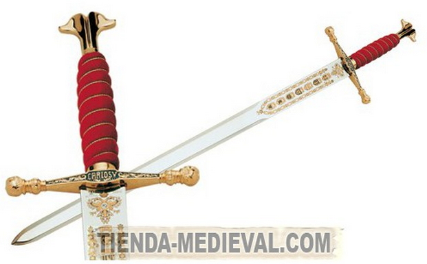 Mandoble Carlos V en oro - Espada de Carlos III