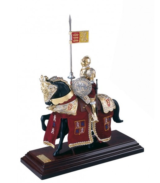Miniatura caballero templario a caballo - Caballeros medievales montados a caballo