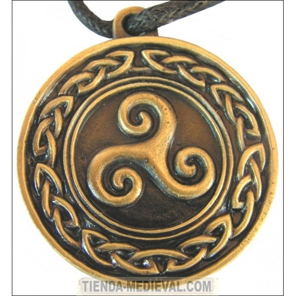 colgante celta triskell con nudo celtico acabado bronce - Abbigliamento da pirata