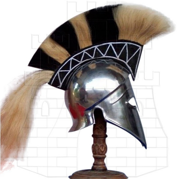 Casco Corintio penacho bicolor - Tipos de cascos medievales