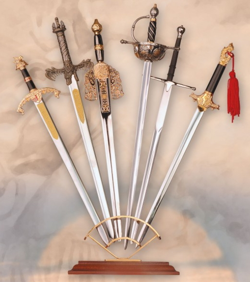 COLECCIÓN 6 MINI ESPADAS CON EXPOSITOR - Miniaturas de espadas históricas