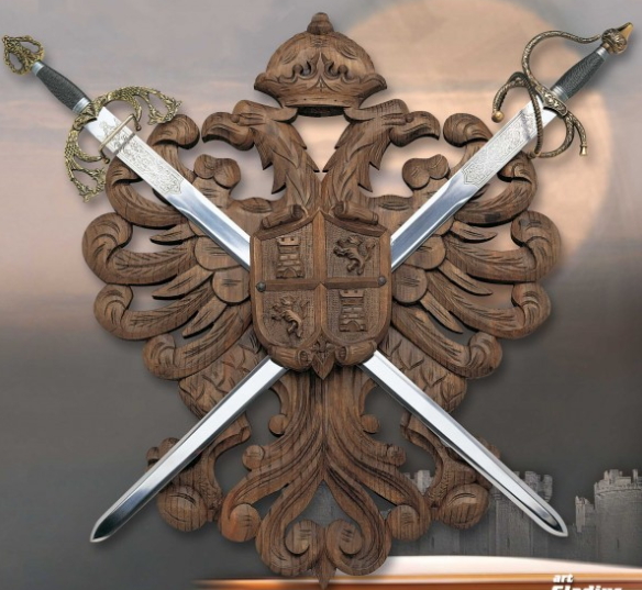 Panoplia Castilla y León con dos espadas - Revólveres y pistolas Denix