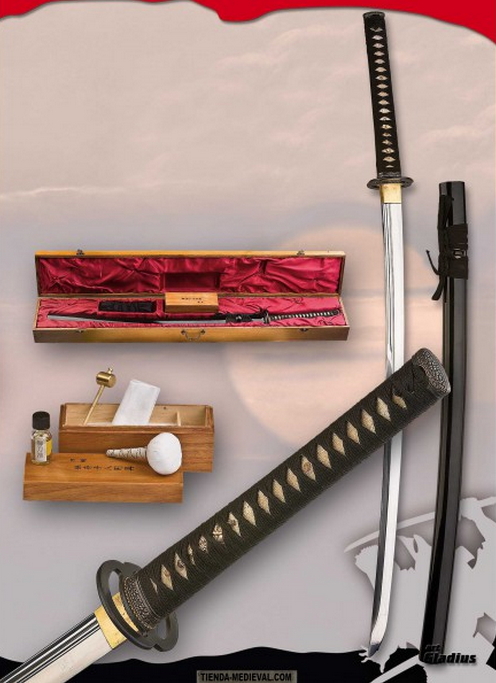 Katana hoja de acero con estuche y kit limpieza - Katanas para practicar Iaido