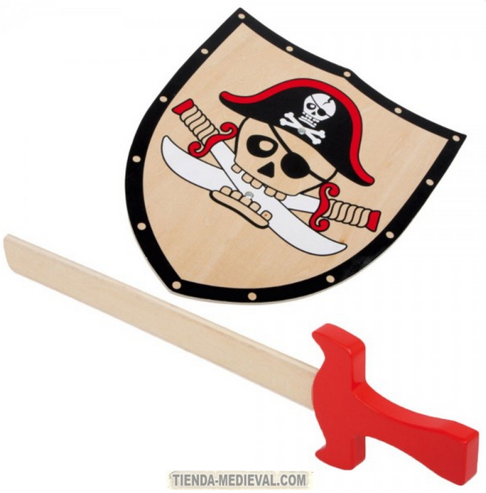 SET ESCUDO PIRATA Y ESPADA - Espadas de Piratas del Caribe