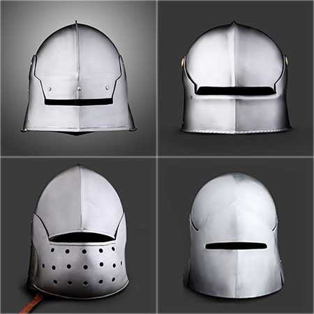 Celada medieval - Tipos de cascos medievales