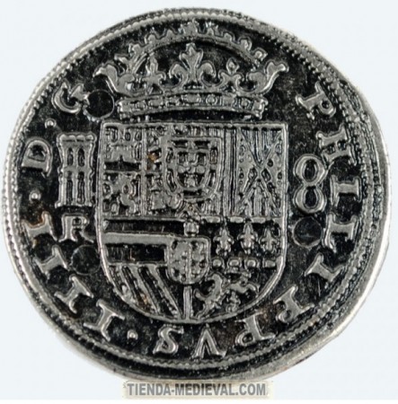 MONEDA 8 REALES PLATEADA 443x450 - Réplicas de monedas medievales