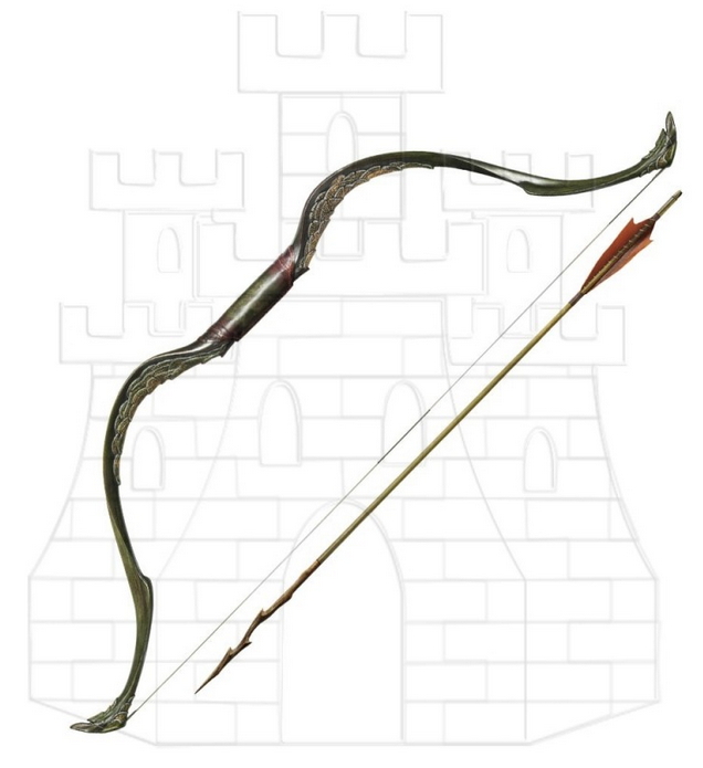Arco y flechas de Tauriel con licencia - Tazas de acero con mosquetón temática medieval y de época