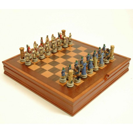 ajedrez moros y cristianos 28x28 cms - Ajedreces de colección: medievales, romanos, egipcios