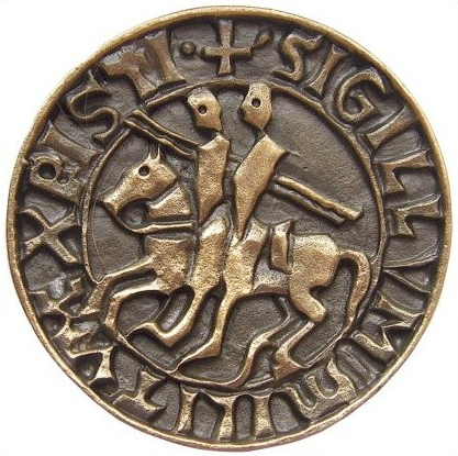 Imán sello templario, acabado bronce