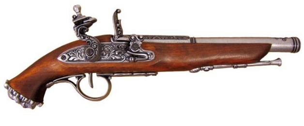 Pistola pirata de percusión, siglo XVIII