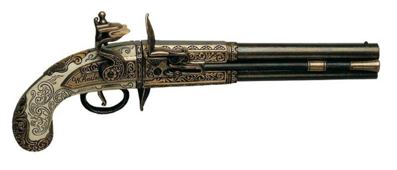 Pistola de 2 cañones giratorios, Reino Unido, 1750