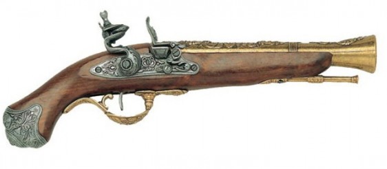Pistola trabuco Londres siglo XVIII 562x245 custom - En tus manos las réplicas más fidedignas de armas de fuego antiguas