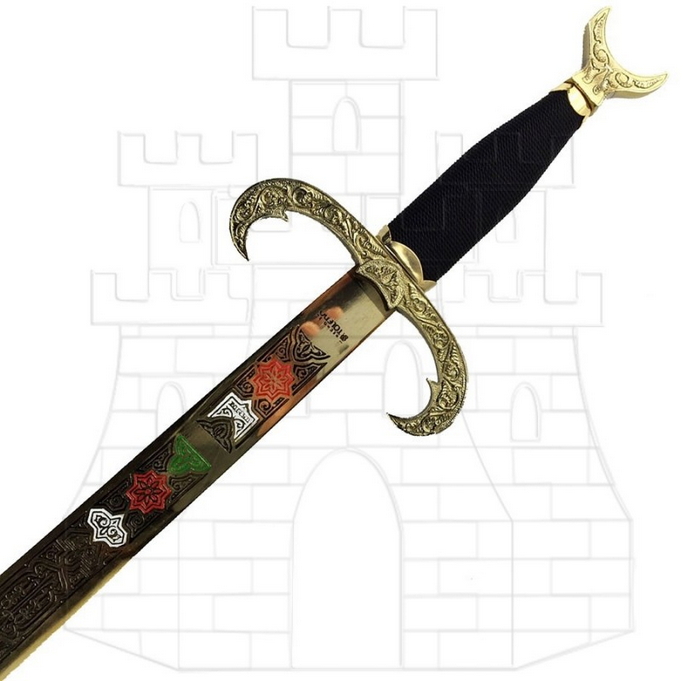 Cimitarra árabe dorada - Traje y espada musulmana para las fiestas de Moros y Cristianos