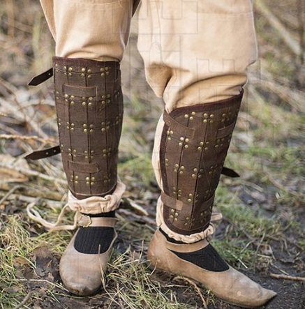 Grebas marrones guerrero - Protección de las piernas del guerrero medieval