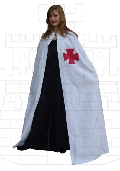 Capa templaria blanca con cruz roja - Elegantes capas medievales para hombre y para mujer