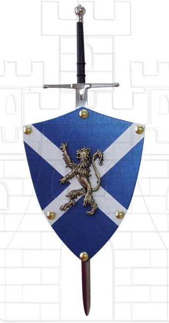 Mini escudo León Rampante con mini espada - Miniescudos medievales con sus respectivas miniespadas