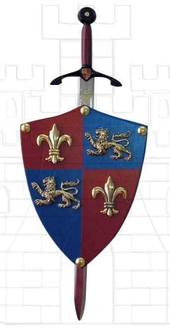 Mini escudo Príncipe Negro con mini espada - Miniescudos medievales con sus respectivas miniespadas