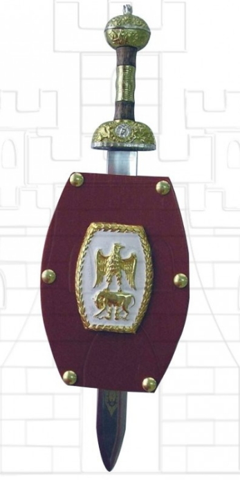 Miniescudo romano con su miniespada gladius - Miniescudos medievales con sus respectivas miniespadas