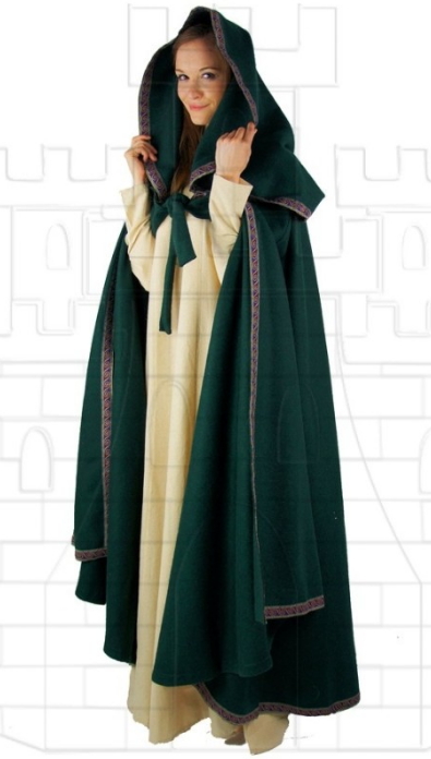 Capa medieval de lana con capucha - Vestidos y trajes medievales en excelentes textiles