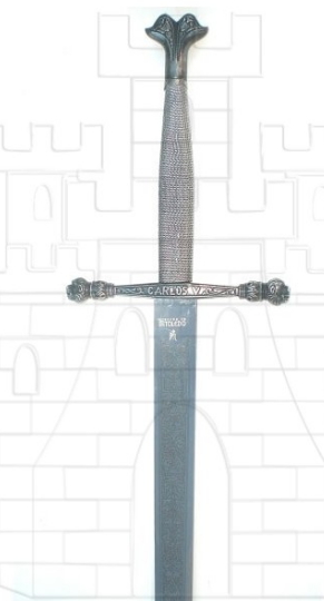 Espada Carlos V hoja rústica grabada