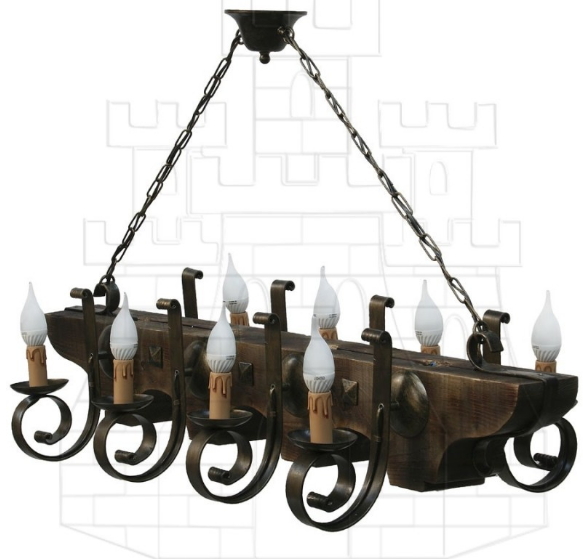 Lámpara forja y madera brazos - Nuevos modelos de forja medieval en lámparas, apliques y antorchas
