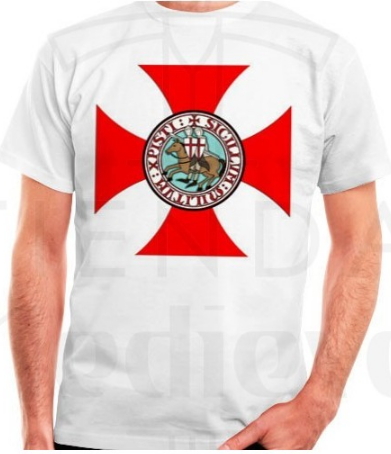Camiseta Cruz Templaria con Caballeros Templarios - Preciosas camisetas medievales