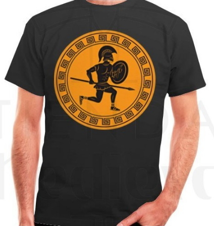 Camiseta Luchador Griego con Escudo y Lanza - Preciosas camisetas medievales