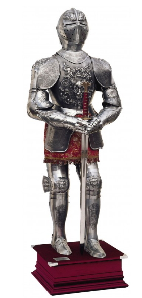 Armadura natural plateada con grabados - La armadura en la época medieval