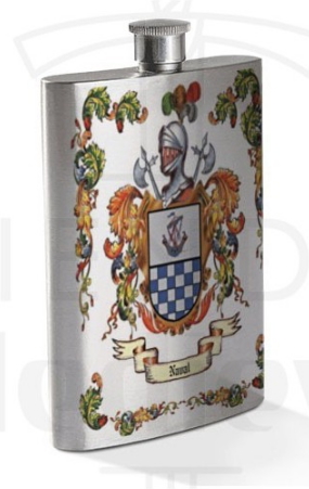 Petaca personalizada con Escudo Heráldico de 1 Apellido - Visita nuestra Sección de Novedades Medievales
