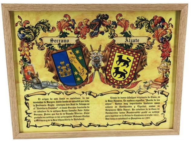 Cuadro escudo heraldico 2 apellidos - Cuadro con tus apellidos heráldicos
